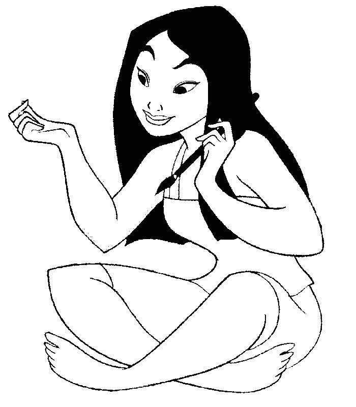 coloriage mulan se fait les ongles